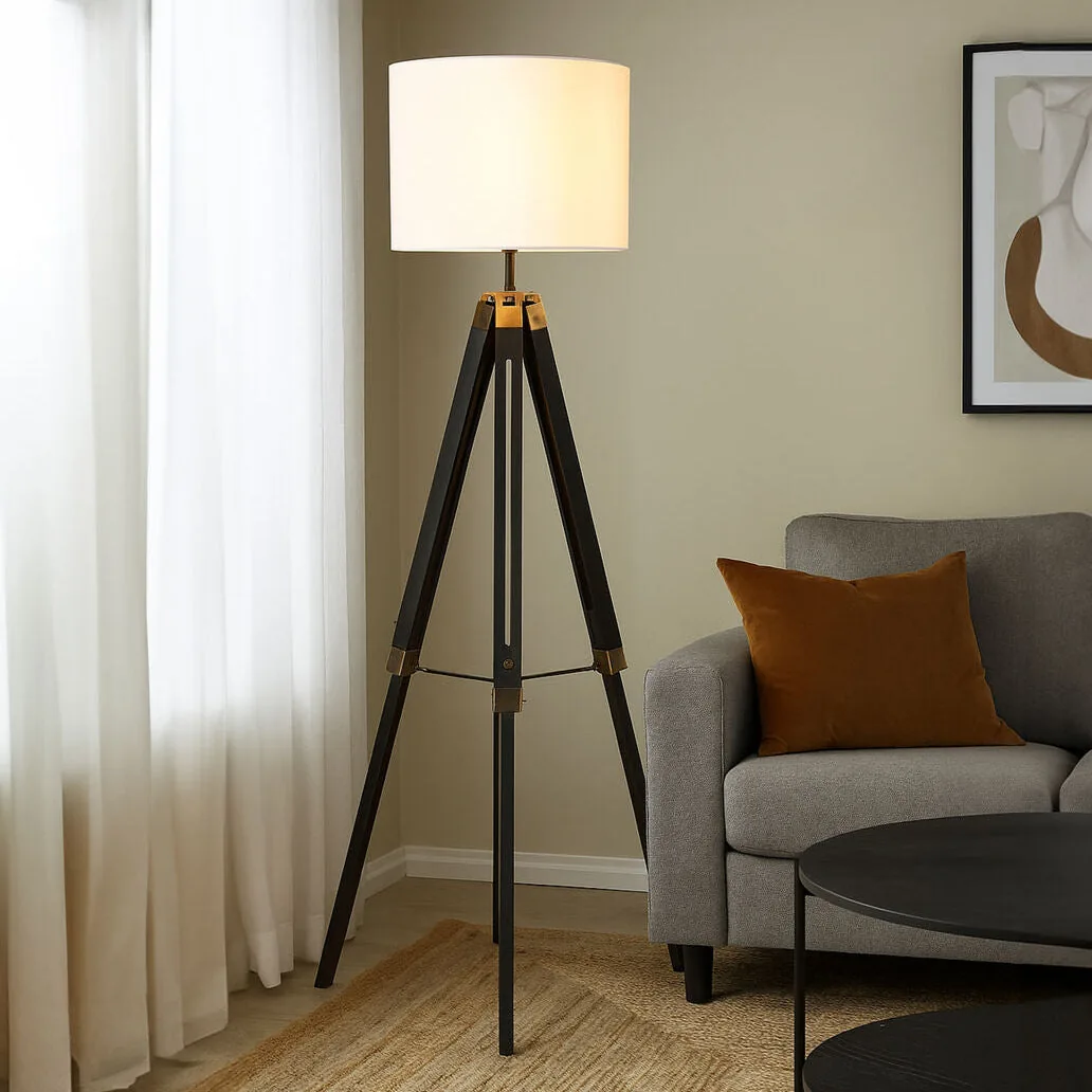 Malvern Tripod Floor Lamp With Black Base