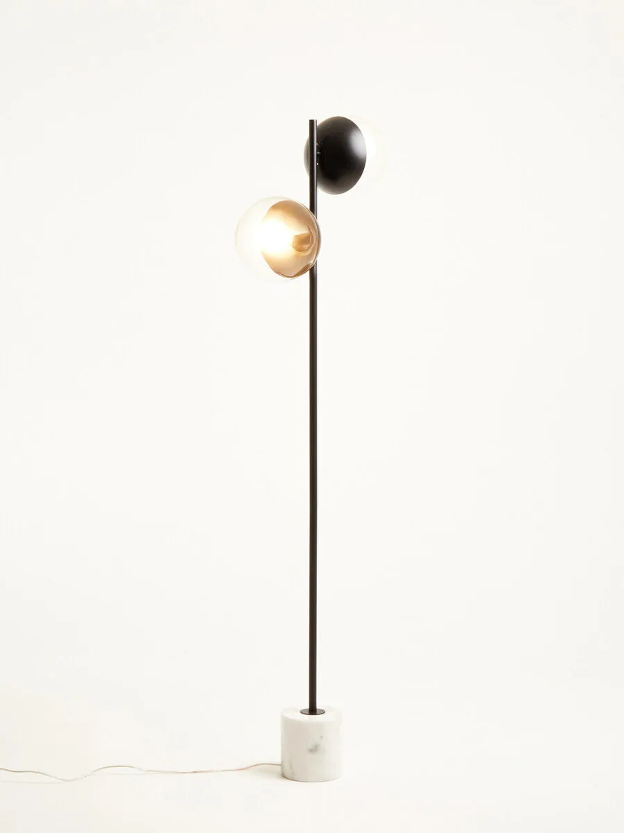 Revive Two Light Black Floor Lamp With Marble Base
