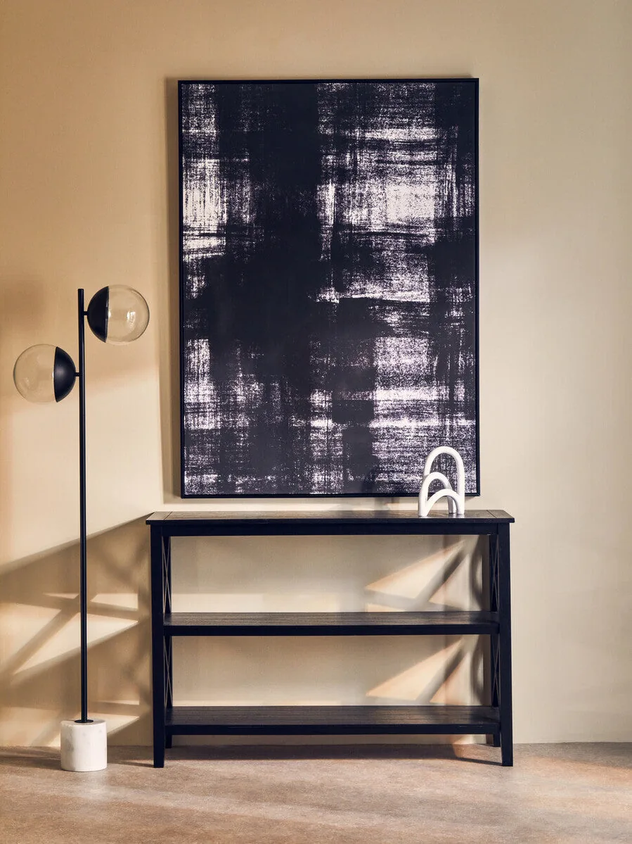 Revive Two Light Black Floor Lamp With Marble Base