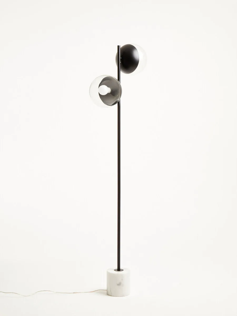 Revive Two Light Black Floor Lamp With Marble Base