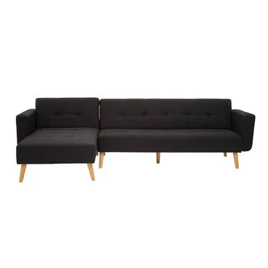 Black Linen Corner Sofa Bed, Hansa Hagen