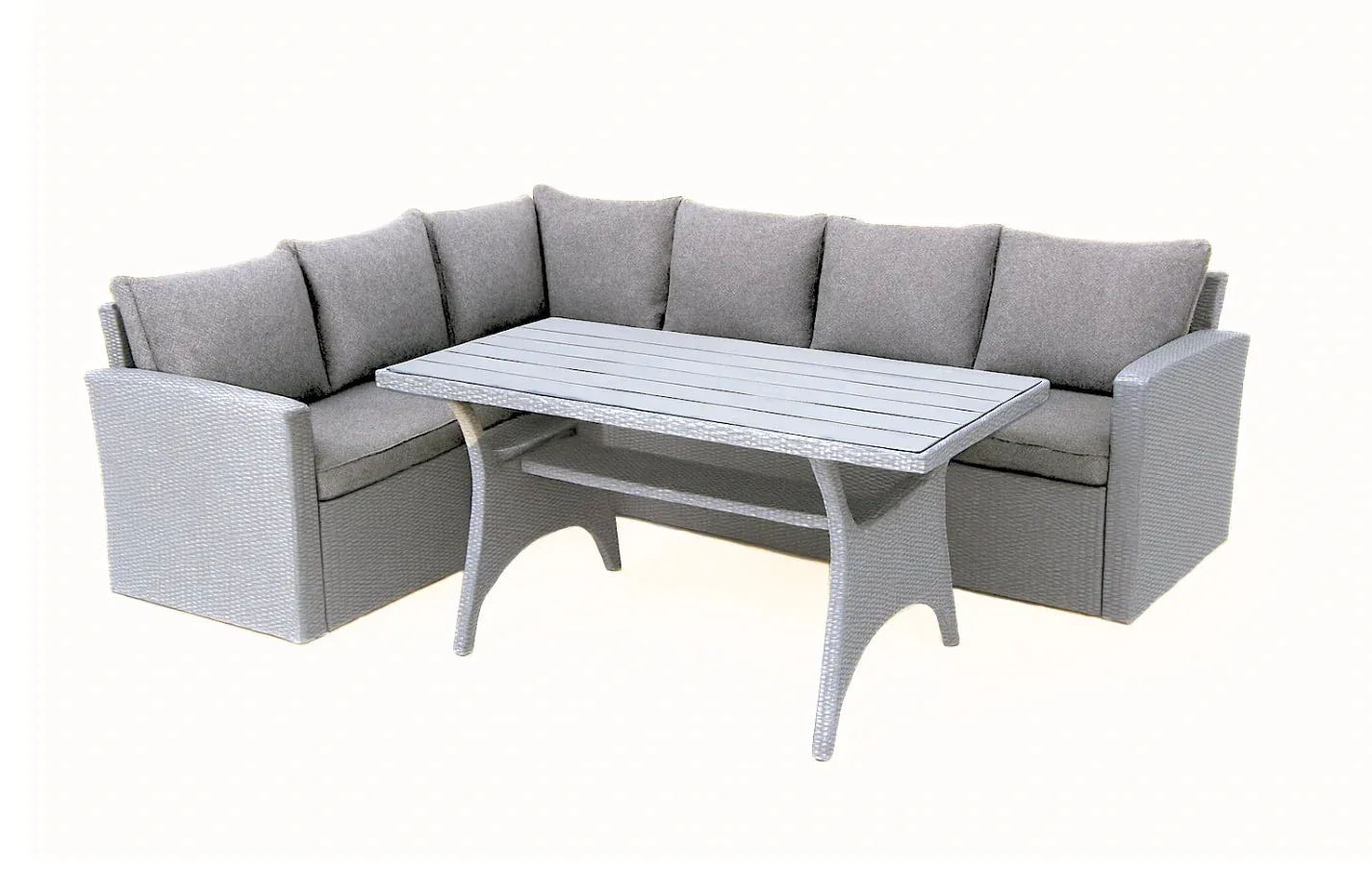 Stockholm 6 Seat Grey Rattan Corner Garden Dining & Lounge Set