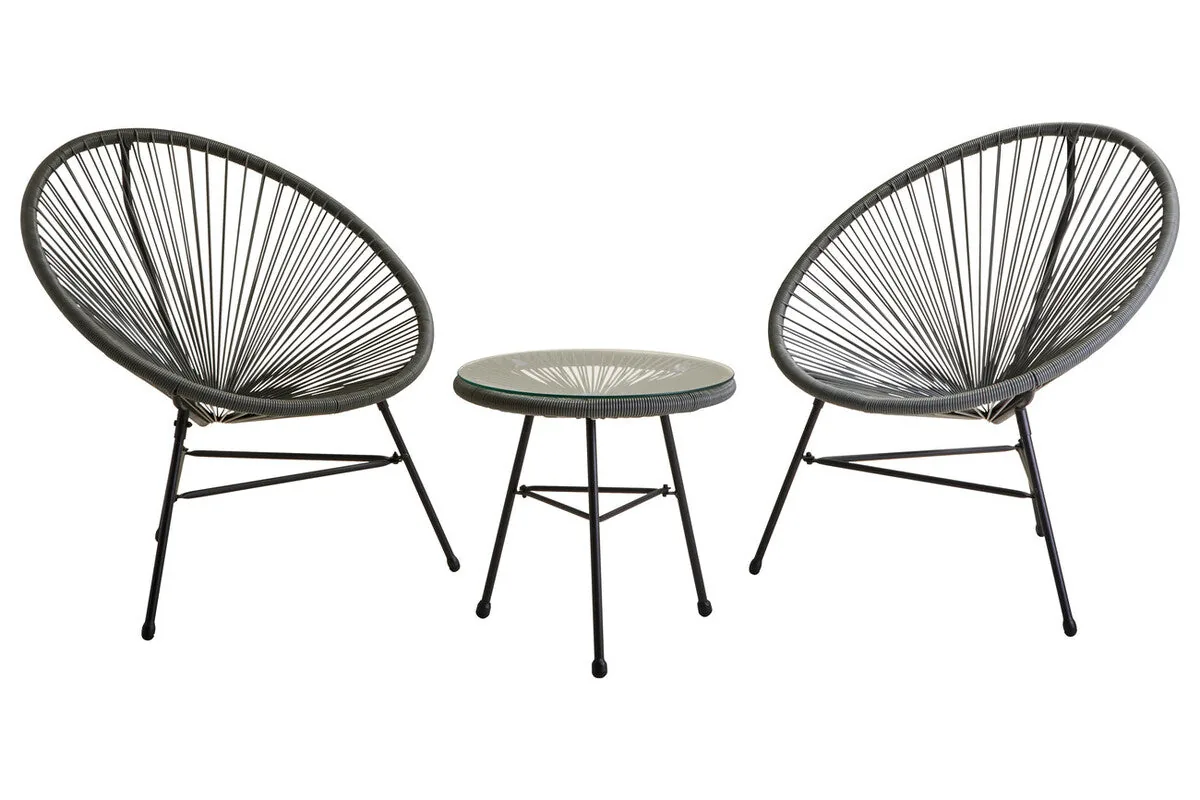 Miami Grey 3 Piece Rattan Garden Patio Set