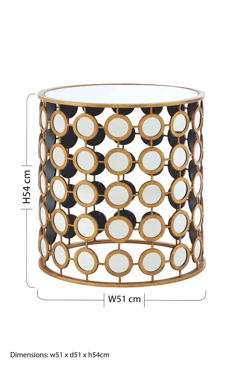 Zariah Gold Mirror Side Table