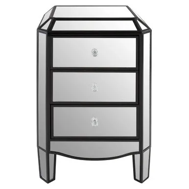 Tiffany 3 Drawer Mirrored Chest Glass Natural Glamorous