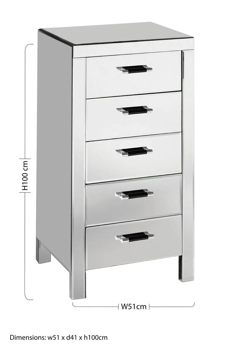Vincenzo 5 Drawers Mirrored Drawer Chest