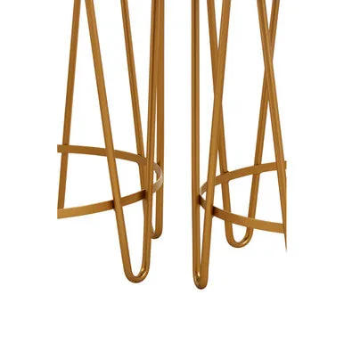 Set Of 2 Mirrored Glass Top Side Tables With Gold Hairpin Legs Rounded Design, Avantis