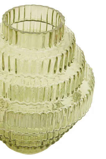 Benka Small Green Ribbed Glass Vase