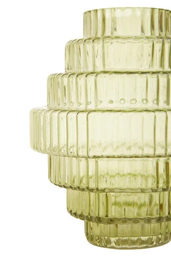 Benka Small Green Ribbed Glass Vase