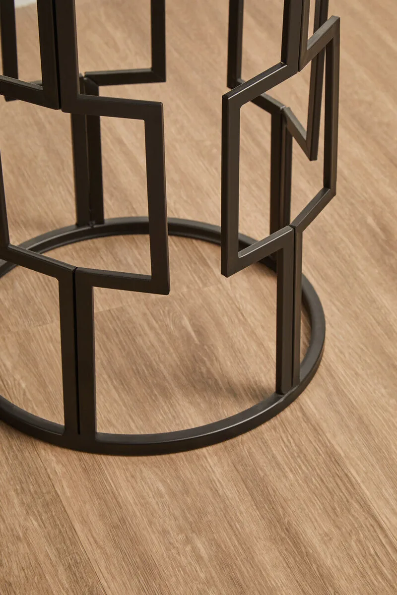 Set Of 2 Black Square Metal Frames Nesting Tables With Mirrored Tops, Avantis