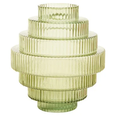 Benka Large Green Ribbed Glass Vase