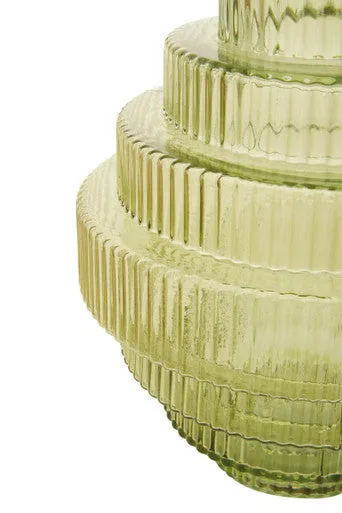 Benka Large Green Ribbed Glass Vase