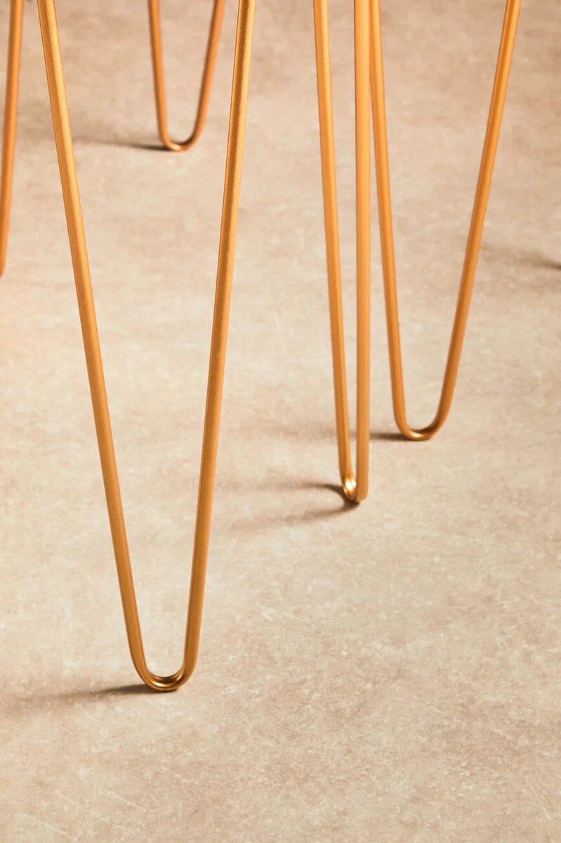 Set Of 2 Mirrored Glass Top Rectangular Side Tables With Gold Metal Hairpin Legs, Avantis