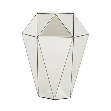 Silver Opulent Faceted Mirrored Side Table, Kensington Townhouse