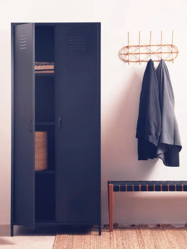 Academy Black Two Door Locker Style Wardrobe