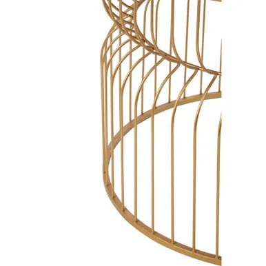 Round Mirrored Top Side Table With Gold Metal Wireframe Base, Avantis