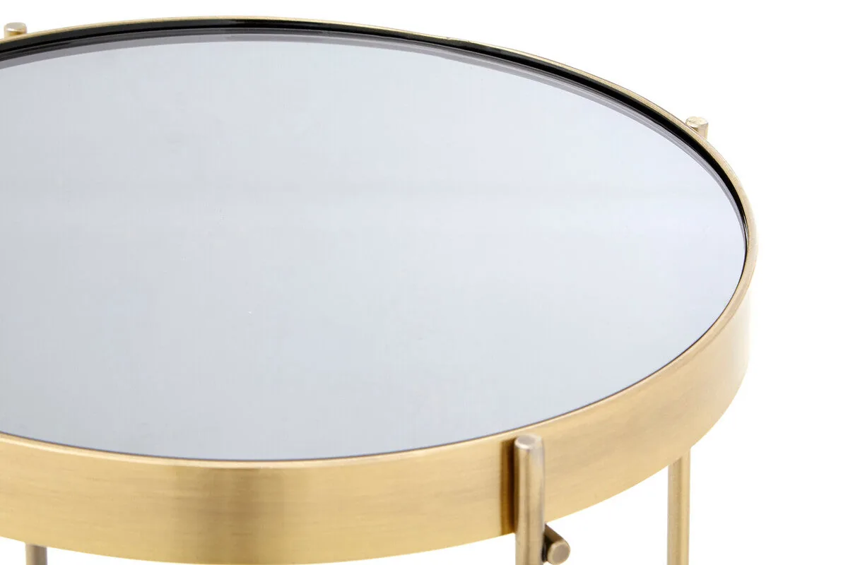 Mirrored Glass Top Tall Side Table With Black Slim Metal Legs, Allure