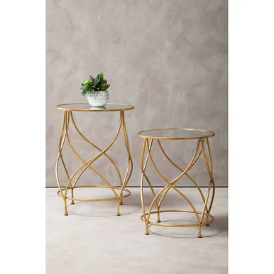 Marcia Mirrored Top Side Tables