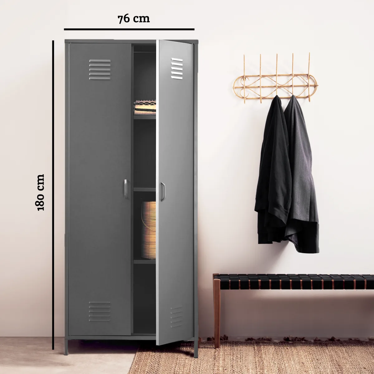 Academy Grey Two Door Locker Style Wardrobe
