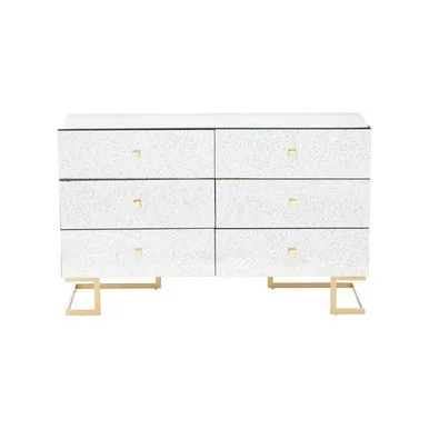 Kesena Mirrored Glass Brass Glamorous Chest Of Drawers