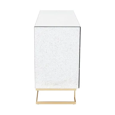 Kesena Mirrored Glass Brass Glamorous Chest Of Drawers