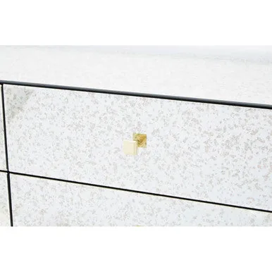 Kesena Mirrored Glass Brass Glamorous Chest Of Drawers