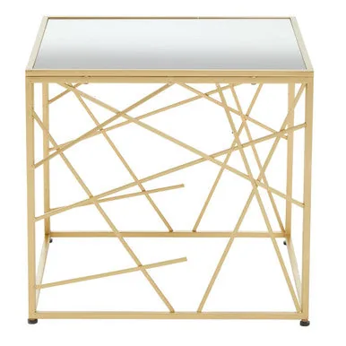Farran Gold Side Table With Mirror Top