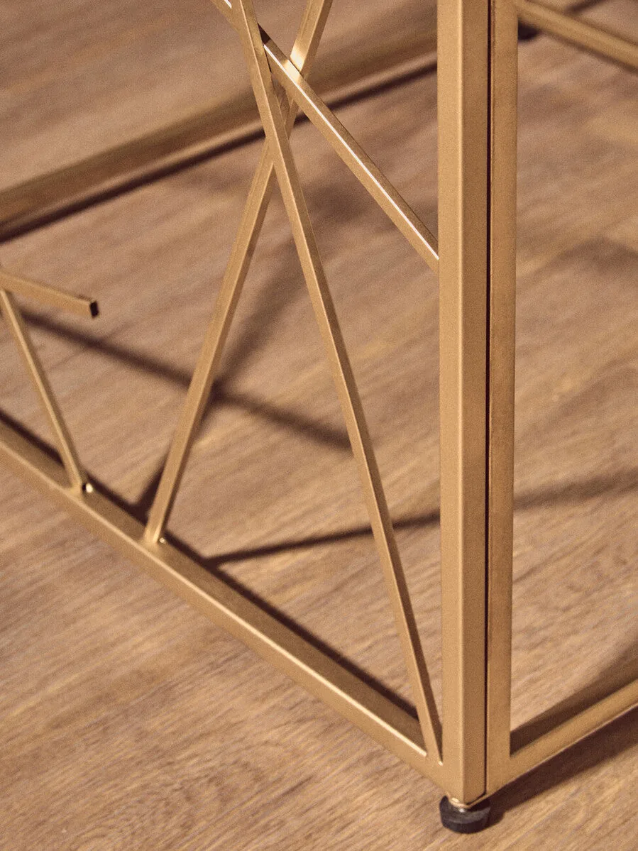 Farran Gold Side Table With Mirror Top