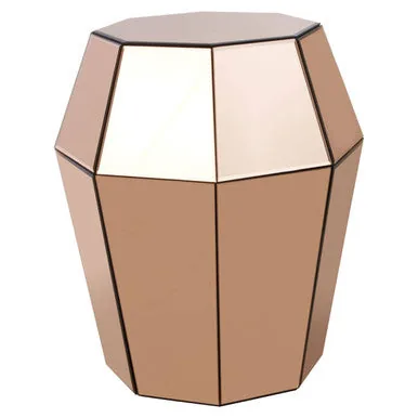 Faceted Rose Gold Mirrored Glass Side Table, Kensington Townhouse