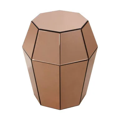 Faceted Rose Gold Mirrored Glass Side Table, Kensington Townhouse