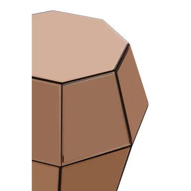 Faceted Rose Gold Mirrored Glass Side Table, Kensington Townhouse