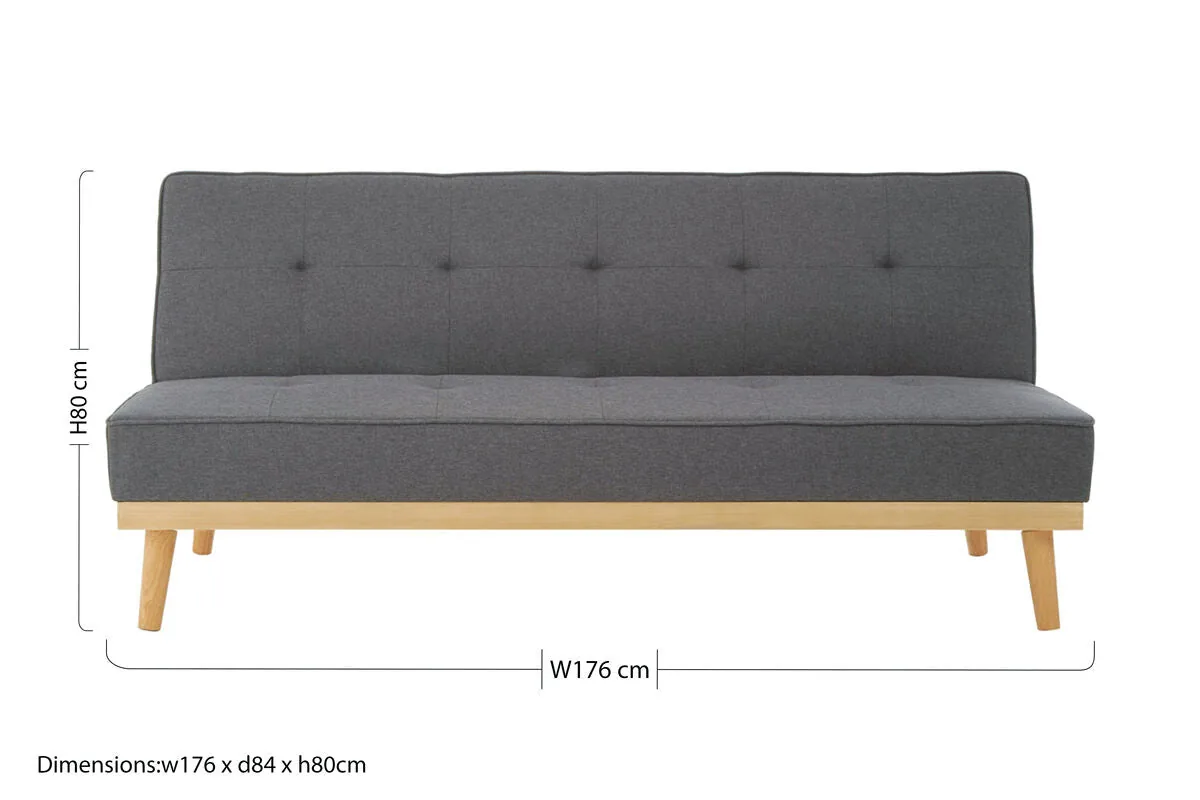 3 Seat Grey Sofa Bed, Stockholm