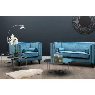 Grey Mirror Side Table With Slim Tubular Metal Legs, Allure