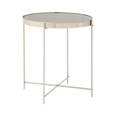 Grey Mirror Side Table With Slim Tubular Metal Legs, Allure