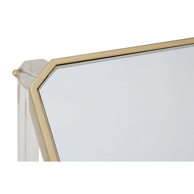 Clear Mirrored Top Side Table With Clear Acrylic Legs & Gold Frame, Miley