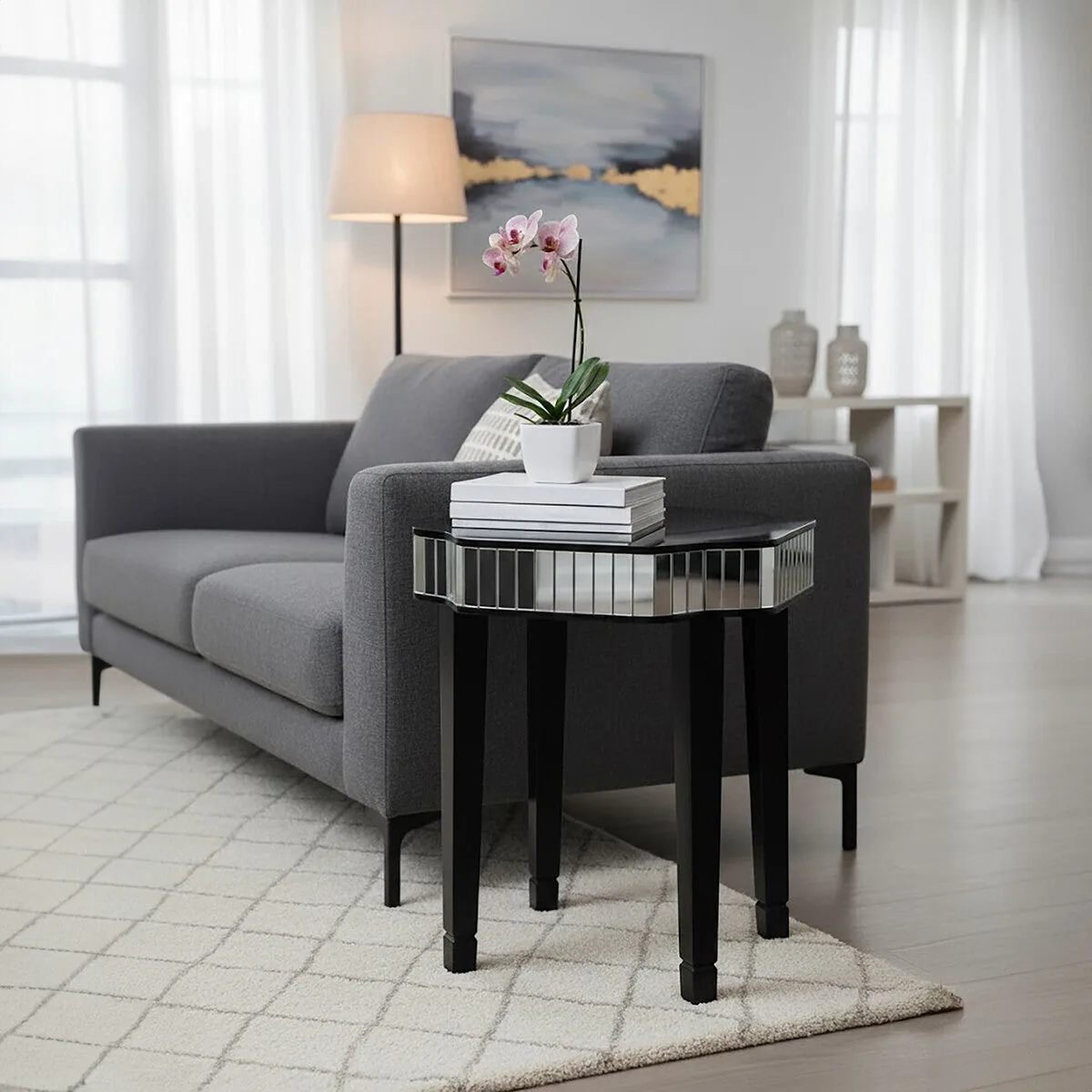Clavier Black & Mirror Side Table