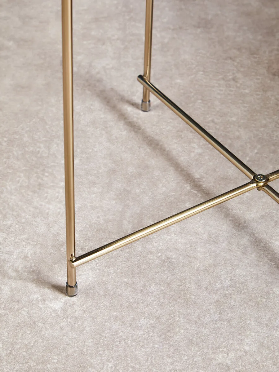Black Mirror Side Table With Slim Tubular Metal Legs, Allure