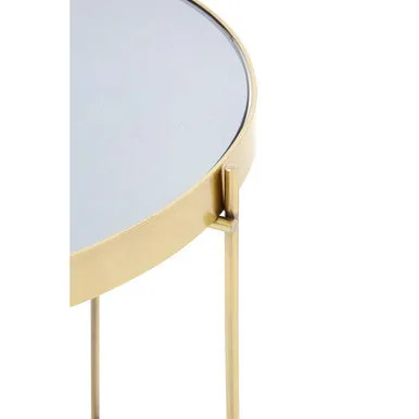 Black Mirror Side Table With Slim Tubular Metal Legs, Allure