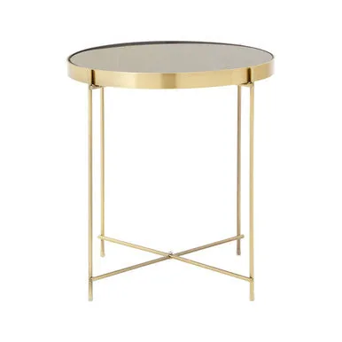 Black Mirror Side Table With Slim Tubular Metal Legs, Allure