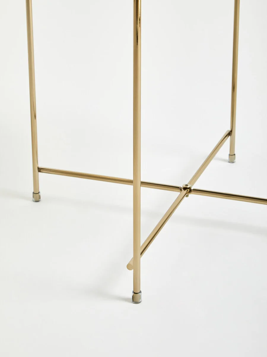 Black Mirror Side Table With Slim Tubular Metal Legs, Allure