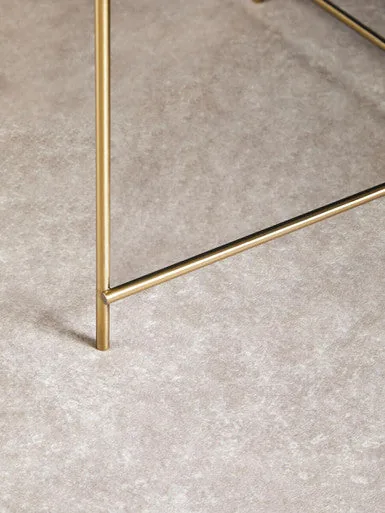 Brushed Bronze Lattice Base Large Side Table With Black Mirror Tabletop, Allure