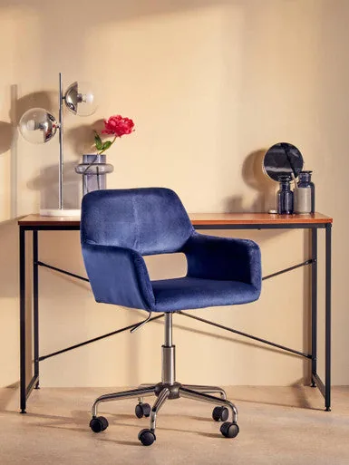 Brent Navy Velvet & Chrome Base Home Office Chair