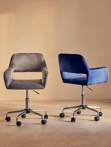 Brent Navy Velvet & Chrome Base Home Office Chair
