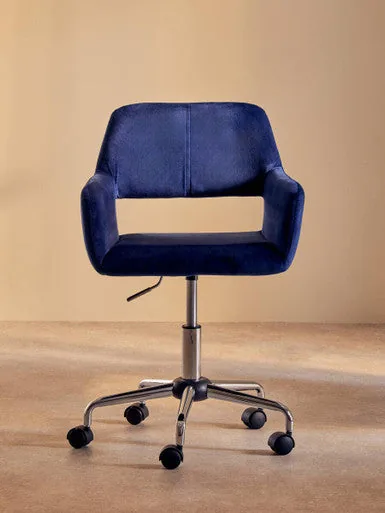Brent Navy Velvet & Chrome Base Home Office Chair