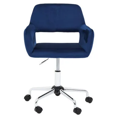 Brent Navy Velvet & Chrome Base Home Office Chair