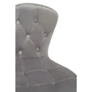 Fayth Grey Velvet Buttoned Home Office Chair