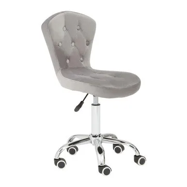 Fayth Grey Velvet Buttoned Home Office Chair