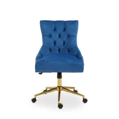 Anita Blue Velvet & Gold Base Home Office Chair