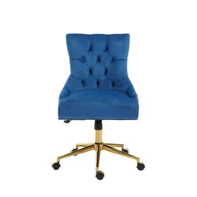Anita Blue Velvet & Gold Base Home Office Chair