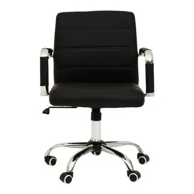 Brent Black Leather & Chrome Home Office Chair